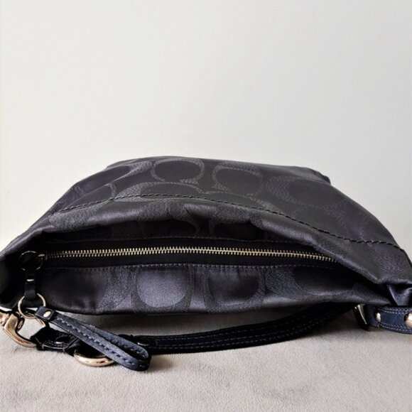 Coach Carly Signature Lurex Small Shoulder Silver/Steel Canvas Hobo Bag - Picture 5 of 8